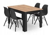 Zestaw stołowy prostokątny 120x80 cm craft + 4 krzesła czarne kuchnia