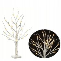 DRZEWKO ŚWIĄTECZNE OZDOBNE ŚWIECĄCE LED BRZOZA 50 cm LAMPKI BIAŁE CIEPŁE