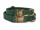 Grawerowana Obroża dla Psa Skórzana z Metalową Klamrą, Zielony kolor