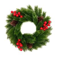 WIENIEC ŚWIĄTECZNY Z SZYSZKAMI JARZĘBINĄ STROIK NA DRZWI 30cm GIRLANDA