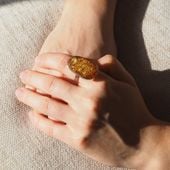 Pierścionek regulowany - Koniakowy Bursztyn w srebrze