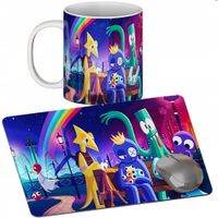 ZESTAW KUBEK + PODKŁADKA - RAINBOW FRIENDS - PREZENT WIELE WZORÓW + IMIĘ