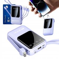 POWER BANK 10000MAH USB/USB-C QC PD WBUDOWANY KABEL Wyświetlacz cyfrowy