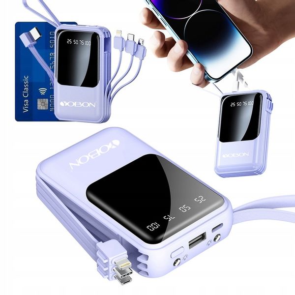POWER BANK 10000MAH USB/USB-C QC PD WBUDOWANY KABEL Wyświetlacz cyfrowy zdjęcie 1