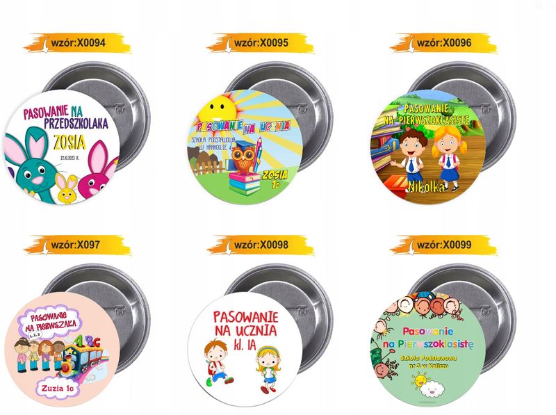 Przypinki buttony PRZEDSZKOLE miś- twój tekst zdjęcie 5