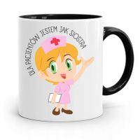 Kubek Czarny Prezent Dla Pielęgniarki Jak Siostra Z Nadrukiem Ze Zdjęciem