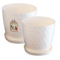 KADAX Doniczka Z Podstawką Krem Zestaw 25cm+30cm