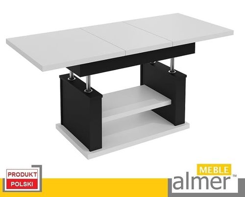 Ława Rozkładana Podnoszona Ławostół Stół L06 Biały Czarny 120/200x70 Loft na Arena.pl