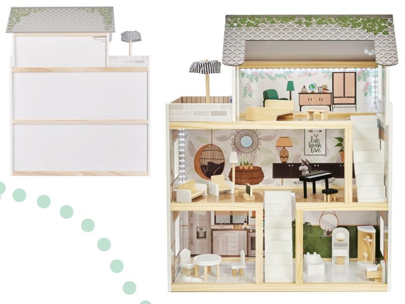 Domek dla lalek drewniany apartament Ikonka boho zdjęcie 14