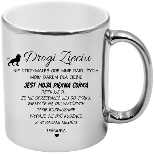 KUBEK SREBRNY PREMIUM DLA ZIĘCIA URODZINY IMIENINY ŚMIESZNY PREZENT na Arena.pl