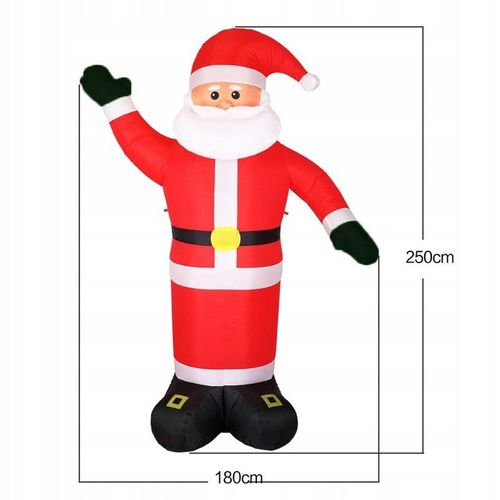 MIKOŁAJ DMUCHANY POMPOWANY ŚWIECĄCY OZDOBA 250cm na Arena.pl