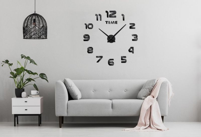 Zegar ścienny DIY NEPRI 65 - 130 cm - czarny 3D zdjęcie 5