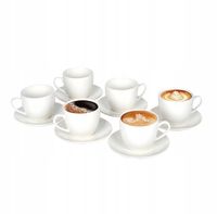 6 x FILIŻANKA ZE SPODKIEM ZESTAW FILIŻANKI DO KAWY 250 ml PORCELANA LIVELLO