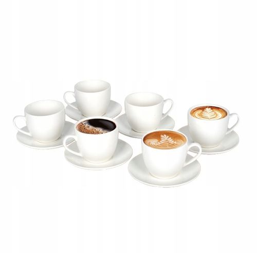 6 x FILIŻANKA ZE SPODKIEM ZESTAW FILIŻANKI DO KAWY 250 ml PORCELANA LIVELLO na Arena.pl