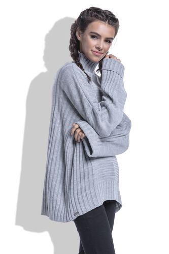 Sweter oversize F423 Beżowy UNI na Arena.pl