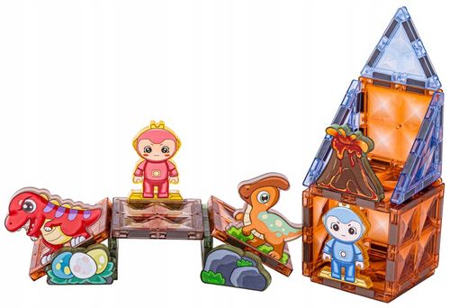 KLOCKI Kafelki KONSTRUKCYJNE MAGNETYCZNE DINOZAURY Zestaw Klocków 116 elem na Arena.pl