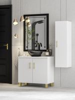 ZESTAW MEBLI ŁAZIENKOWYCH 80 szafka umywalka słupek w. (GOLD) + EC