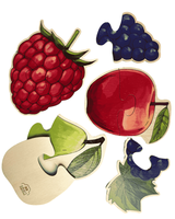 Puzzle dwuelementowe drewniane - Owoce