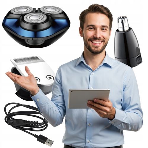 GOLARKA MĘSKA TRYMER MASZYNKA DO BRODY GŁOWY NOS USZY WET&DRY USB AION na Arena.pl