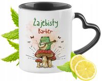 Dla Barbera Kubek Czarny Z Uszkiem W Kształcie Serca Na Prezent Z Nadrukiem