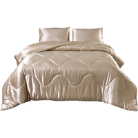 Pościel Satynowa 200x220 Złota Komplet 3cz Mikrofibra Narzuta 80x80 cm