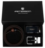 Pasek zestaw męski Peterson skórzany dwustronny na prezent elegancki