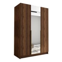 Szafa CALIA II 150 cm z lustrem-pojemna garderoba-ORZECH WARMIA+ZŁOTY