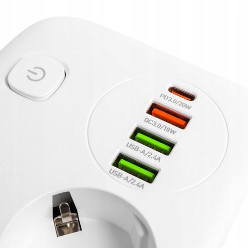 Listwa Zasilająca Przedłużacz Krótki Złodziejka z Ładowarką 4x USB PD 2500W na Arena.pl