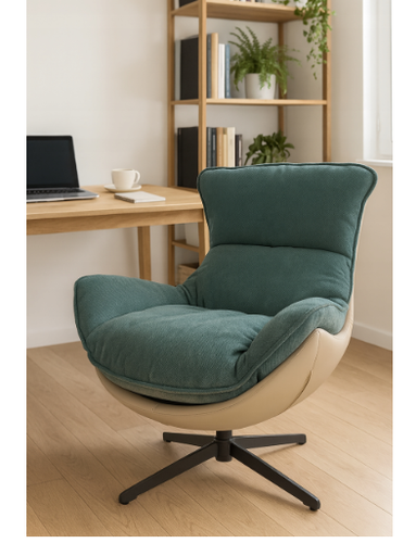 Fotel obrotowy z poduszką JASPER zielony wygodny wypoczynkowy salon na Arena.pl