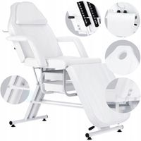 Fotel kosmetyczny z kuwetami biały łóżko leżanka SPA tatuaż tattoo