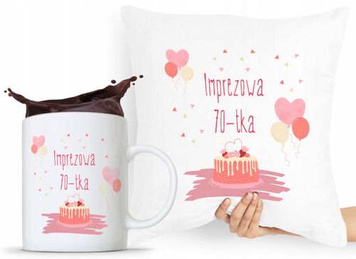 Zestaw Poduszka + Kubek Na Urodziny 70 70Te 70-Te Z Nadrukiem Ze Zdjęciem na Arena.pl