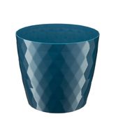 Doniczka osłonka plastikowa CRISTAL 16 cm granatowy połysk wzór karo romby