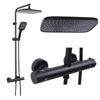 Bateria prysznicowa z termostatem i deszczownicą czarna kolumna zestaw YOKA