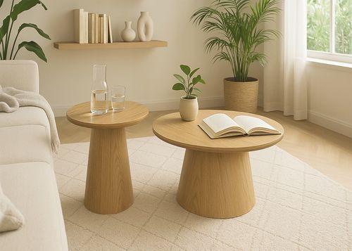 ZESTAW STOLIKÓW KAWOWYCH STYL BOHO SCANDI JAPANDI ZESTAW 2SZT Ø60 na Arena.pl