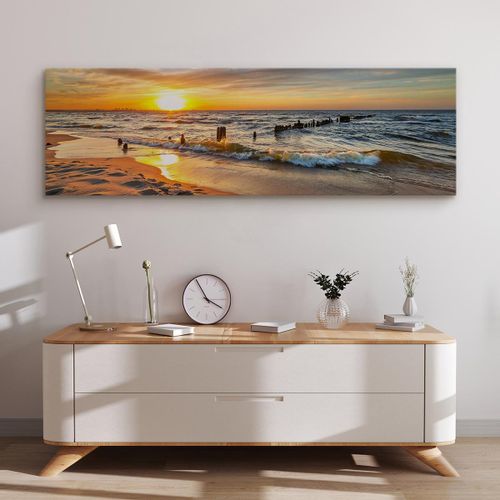 Obraz Panoramiczny MORZE Bałtyckie Plaża Zachód Słońca 145cm x 45cm na Arena.pl