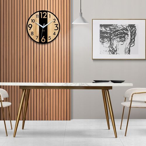 Zegar ścienny drewniany Dębowy LINCOLN - 33 cm cichy, zegar do salonu na Arena.pl