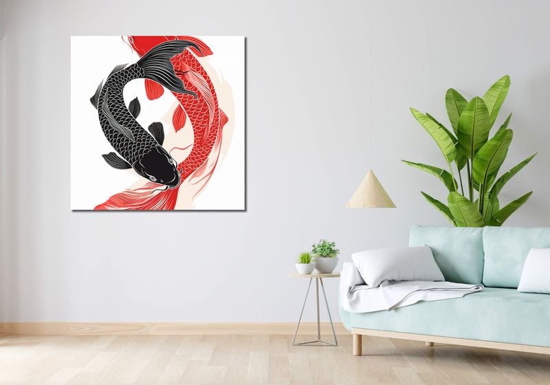 Obraz 100x100cm Yin i Yang Koi zdjęcie 2
