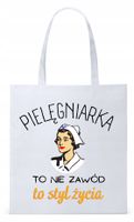 Dla Pielęgniarki Prezent Torba Eco Biała Shopper Z Nadrukiem Ze Zdjęciem