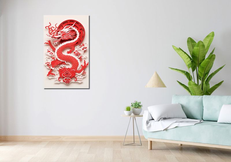 Obraz 60x100cm Czerwony Smok zdjęcie 2