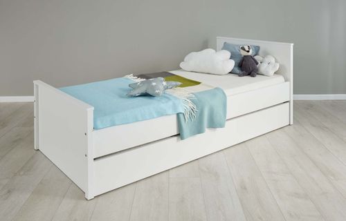 OLE białe łóżko matowe z dodatkowym łóżkiem - styl skandynawski na Arena.pl