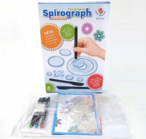 SPIROGRAF KREATYWNY ZESTAW DO RYSOWANIA WZORÓW XXL SZABLONY PISAKI KARTKI na Arena.pl