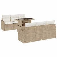 Zestaw Sof na Ogród 7 pcs Beżowy 100 x 55 x 73 cm Polirattan