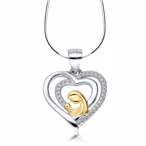 Srebrny Łańcuszek 925 Medalik Matka Serce Chrzest Komunia Grawer na Arena.pl