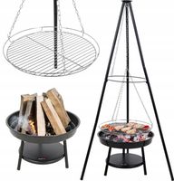GRILL WĘGLOWY WISZĄCY NA TRÓJNOGU PALENISKO LUND CHROMOWANY RUSZT 46CM