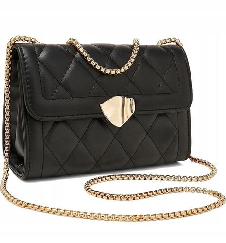 Czarna Mała Torebka damska z łańcuszkiem pikowana wizytowa vintage na Arena.pl