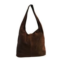 Laura Biaggi torebka shopper worek skóra naturalna zamszowa brązowa