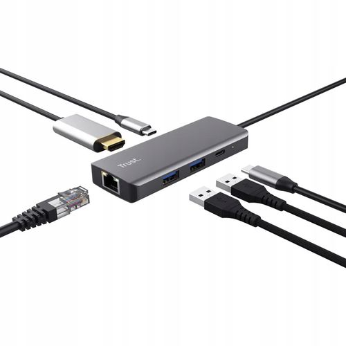 Trust Dalyx Hub HDMI USB-A USB-C Ethernet Aluminium na Arena.pl