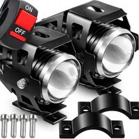Halogeny LED Motocyklowe 3000lm Soczewka Lampy Przeciwmgielne Przełącznik