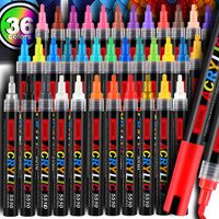 MARKERY AKRYLOWE ZESTAW 36 SZT Pisaki Flamastry Mazaki WODOODPORNE Z FARBĄ