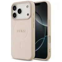 etui guess saffiano classic logo magsafe na iphone 17 pro - różowe